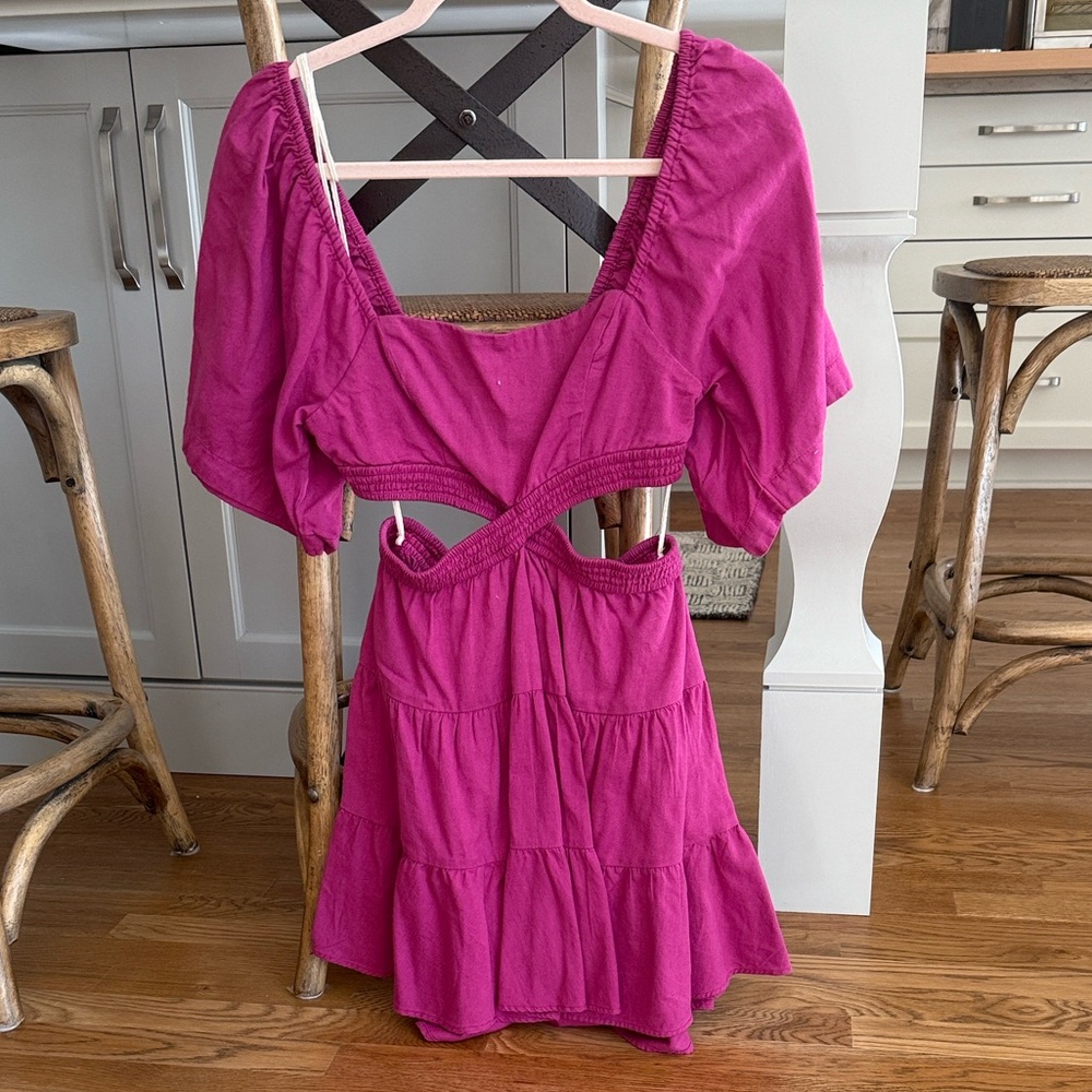 Free People Magenta Cross of Sunshine Mini Dress